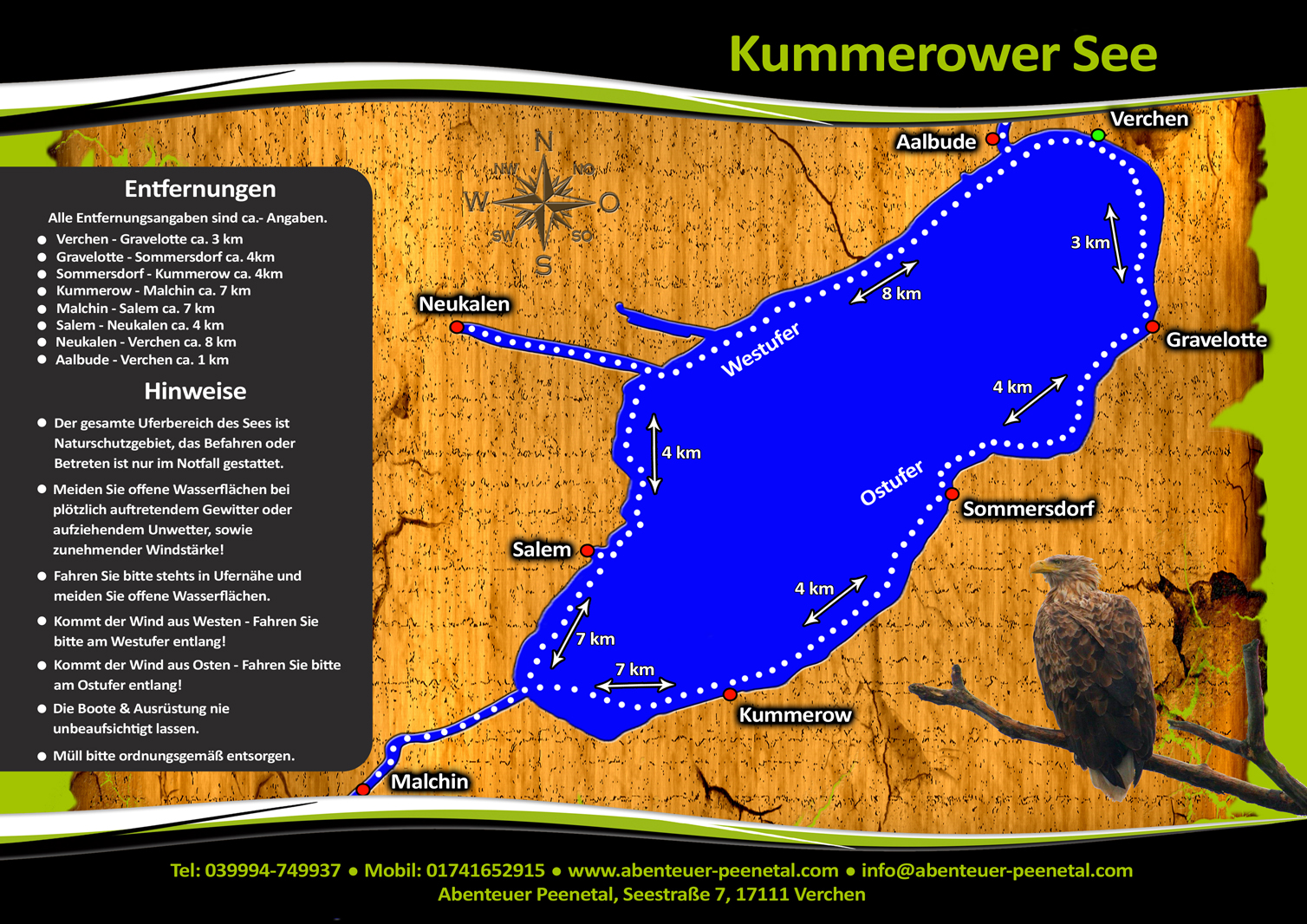 Karte Paddelausflug Kummerower See